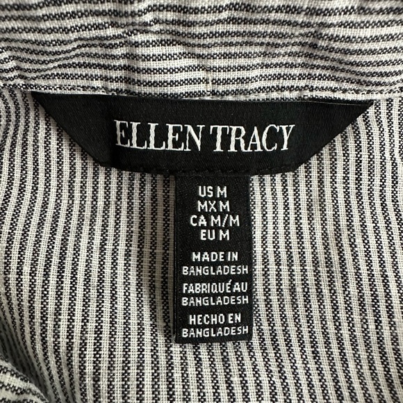 ELLEN TRACY Black and White Striped Linen Blend Popover Tunic - Picture 11 of 13